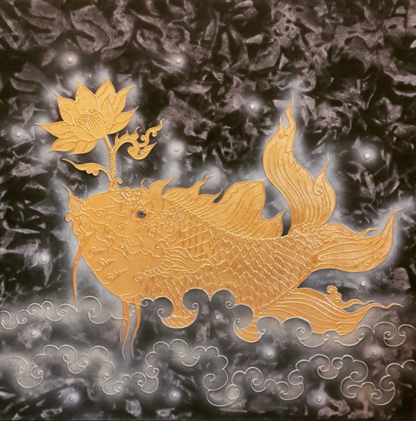 Tableau Peinture Thailande Art Animal Asian Thai Gold Fish