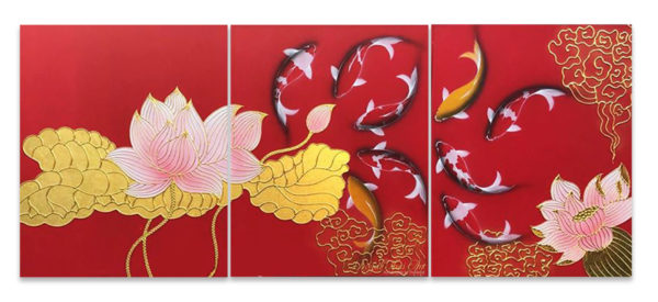 Tableau Peinture Thailande Japanese Koi Art