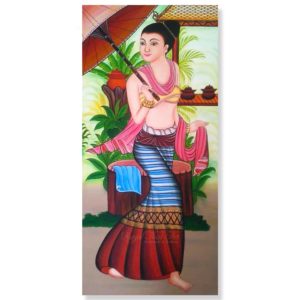 Tableau Peinture Thailande Lady Painting Original Thai