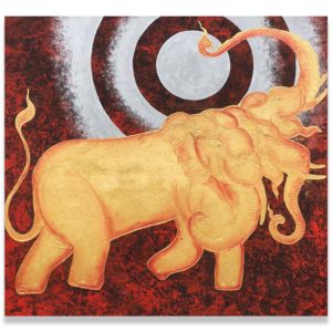 Tableau Peinture Thailande Painting Elephant Erawan and Silver Moon