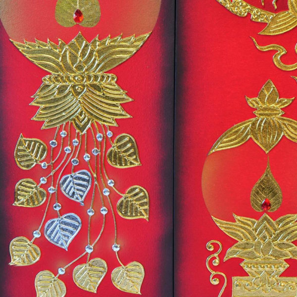 Tableau Peinture Thailande Silver and Gold Leaf Bodhi Sky Lantern