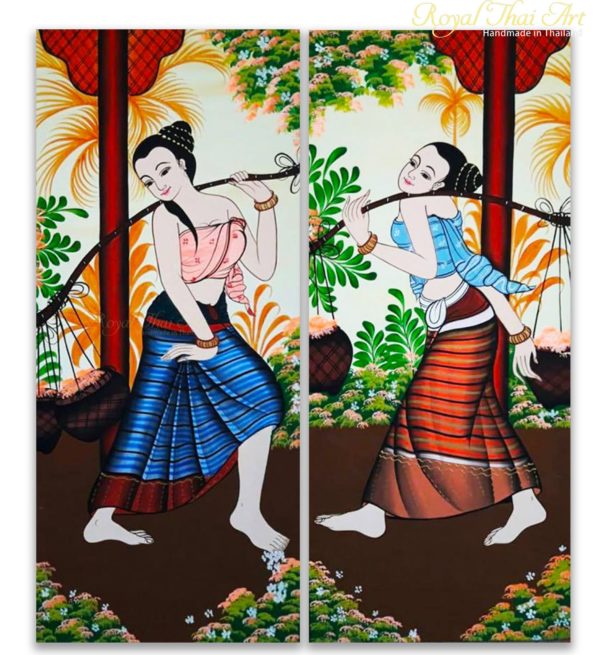 Tableau Peinture Thailande Women Art Thai Life Painting